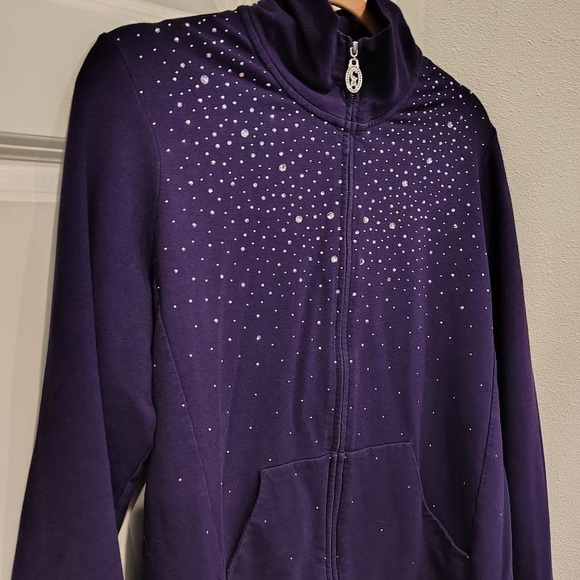 Christine Alexander Y2K Womens Purple Jogger Track Suit Swarovski Crystals Sz XL - Picture 4 of 15